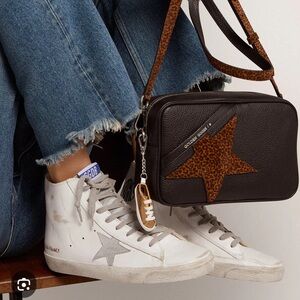 Golden Goose White Leather High-Top Sneakers with Gray Star - size 38 / 8